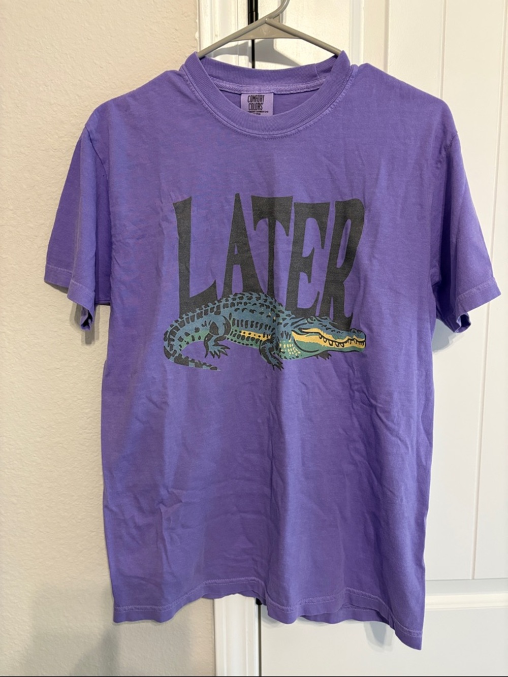 Comfort Colors Purple Graphic Tee with Alligator 'LATER' Print